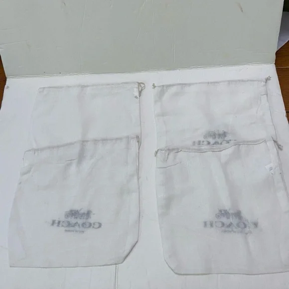 Lot of 4 Coach White Wallet Dust Bag 8in x 8in - Picture 2 of 5